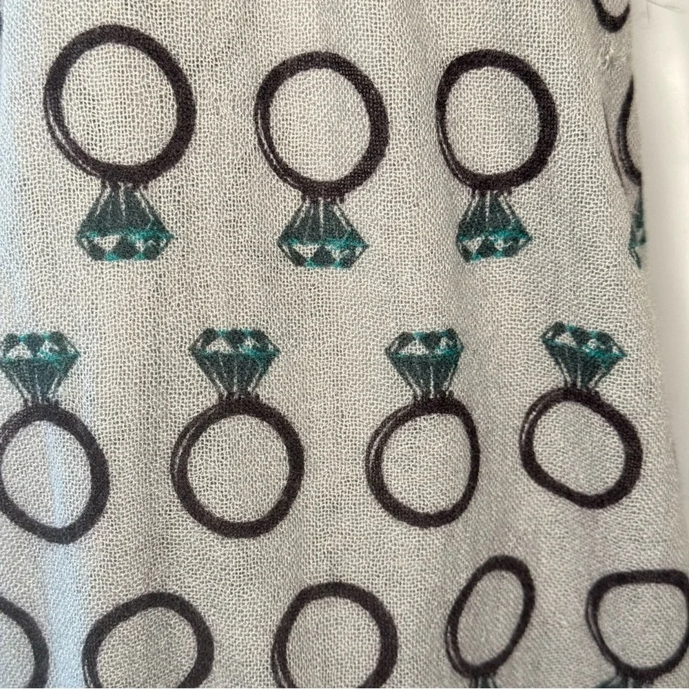 YARNZ Diamond Ring Pattern Cashmere Wool Oversized Scarf Wrap Grey Teal Brown